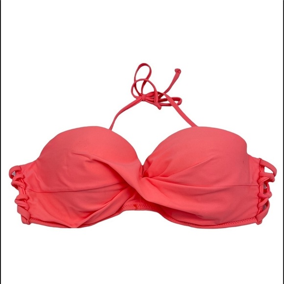 Rue Bleu Cut Out Sexy Bikini Top Pink Peach Size Medium - Picture 1 of 5